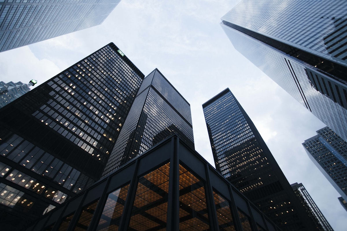 City skyline of a financial district